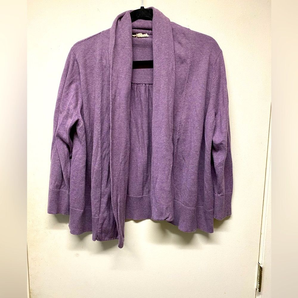 Eileen Fisher Cardigan 100% Organic Cotton Purple Size L